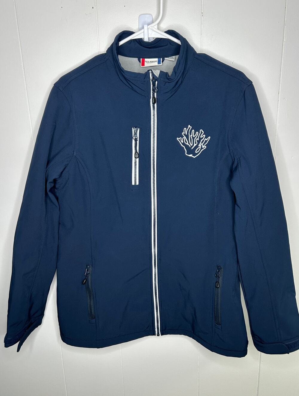 Clique Women XL Navy Blue Softshell Jacket Fleece Lined Full Zip Coral Reef